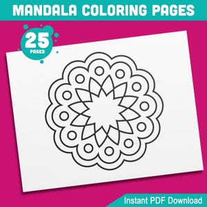 Simple Mandala Coloring Pages: 25 Delightful Designs for Kindergarten & Preschool – Fun Activity Book for Kids, Instant PDF Download
