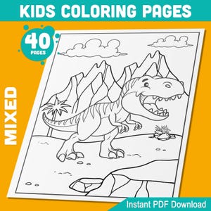 Kids Coloring Pages: 40 Fun Activity Sheets with Mixed Designs for Boys, and Girls, Perfect for Parties, Printable PDF, Instant Download!