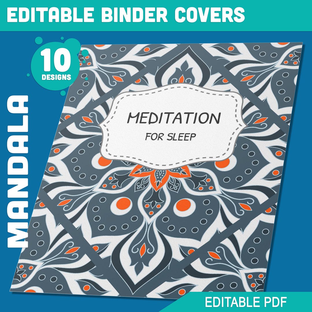 Mandala Binder Cover, 10 Printable/editable Binder Covers+spines, Hand ...