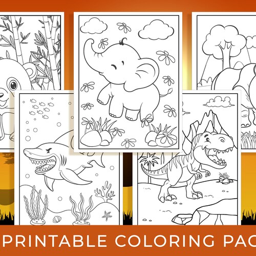 Kids Animal Coloring Pages - Etsy