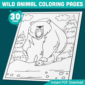 Wild Animal Coloring Pages: 30 Fun Coloring Book Designs for Kids, Boys, Girls, Teens & Adults – Perfect for Animal Lovers! Instant Download