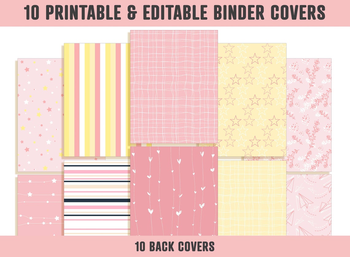 Binder Labels 10 Printable & Editable Binder CoversSpines Etsy