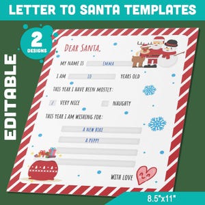 Zauberhafte Kinder Brief an Santa Kit: 2 Bezaubernde Designs, PDF zum sofortigen Herunterladen und Ausfüllen
