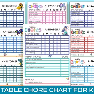 Chore Champions: 8 Fun and Editable Chore Charts for Kids Ages 3-7 ...