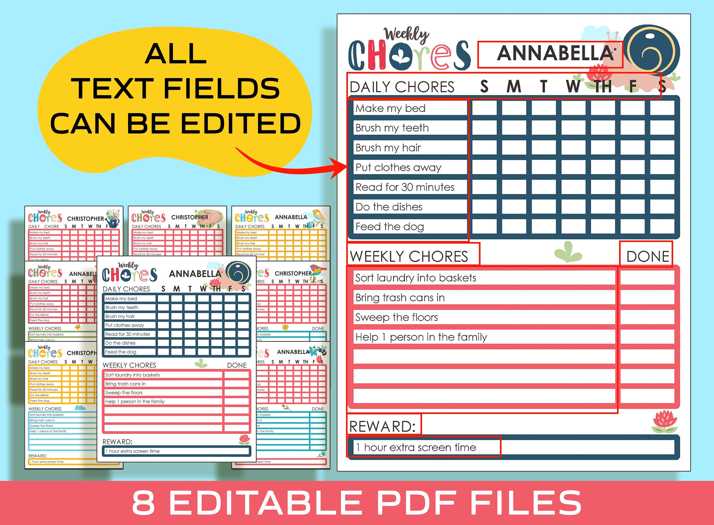 Get Organized This Spring With a Printable and Editable Chore Chart for ...