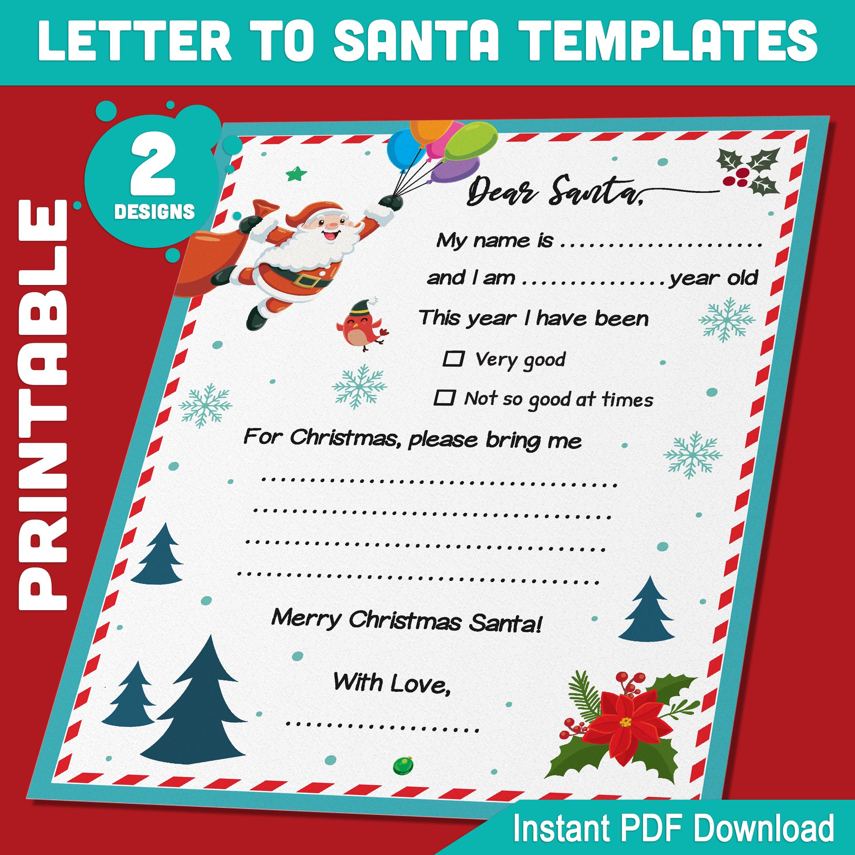 Santa Claus Wish List Printable Template 8.5x11" Holiday Writing Fun