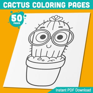 Kaktus Malseiten: Ein lustiges Beschäftigungsbuch für Kinder mit 50 entzückenden Kaktus und Sukkulenten Designs, perfekt für Jungen und Mädchen, PDF-Datei