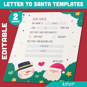 Magical Moments Await: Ausfüllbare & leere 'Write to Santa' Vorlagen für festliche Wunder, PDF-Datei, Sofortdownload