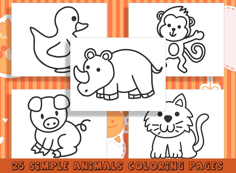 25 Simple Animal Coloring Pages for Preschool and Kindergarten, PDF ...