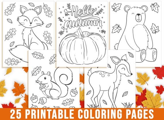 Fall Coloring Pages Autumn Coloring Book for Kids Fall Leaf