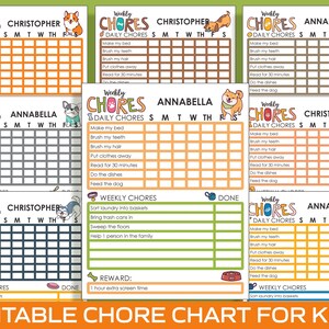 Chore Chart for Kids Dog / Puppy, Printable/editable Chore Chart for ...