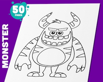 Monster Coloring Book for Kids: 50 High-Resolution Printable Pages – Perfect for Halloween Fun, Instant PDF Download