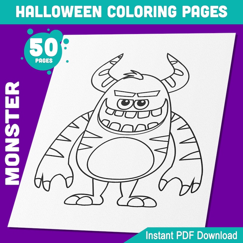 Scary Monster Coloring Pages Etsy