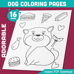 Dog Coloring Pages: 16 Fun Coloring Book Designs for Kids, Boys, Girls, Teens – Perfect for Dog Lovers, PDF File, Instant Download