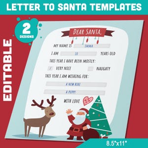 Verschenke Freude: Ausfüllbare & Blanko 'Brief an Santa' Vorlagen Erwarten, welche Weihnachtswünsche Du hast, PDF-Datei, Sofortdownload