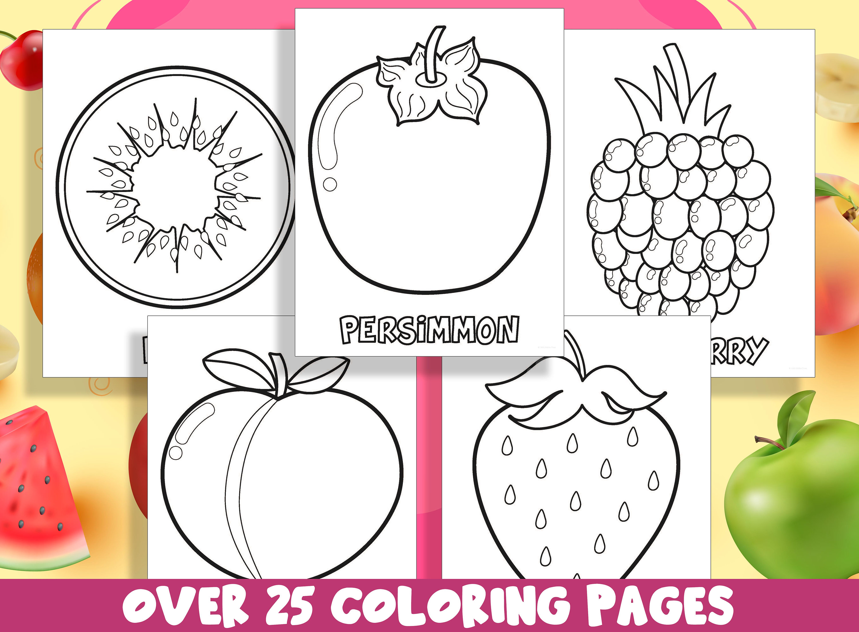 Fruit Coloring Pages 25 Printable - Il Fullxfull.4508402041 Me1v 