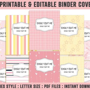 Binder Labels, 10 Printable &amp; Editable Binder Covers+spines, Binder ...