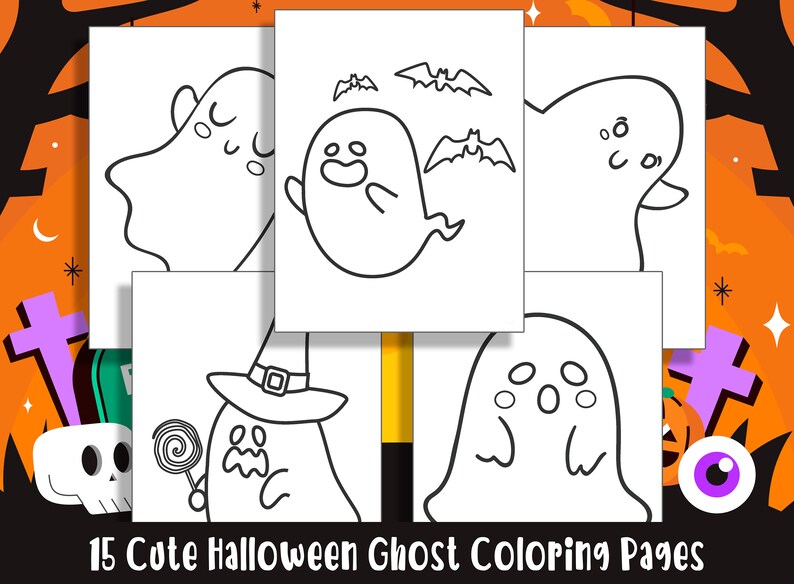 15 Adorable Halloween Ghost Coloring Pages for Kids: Perfect for ...
