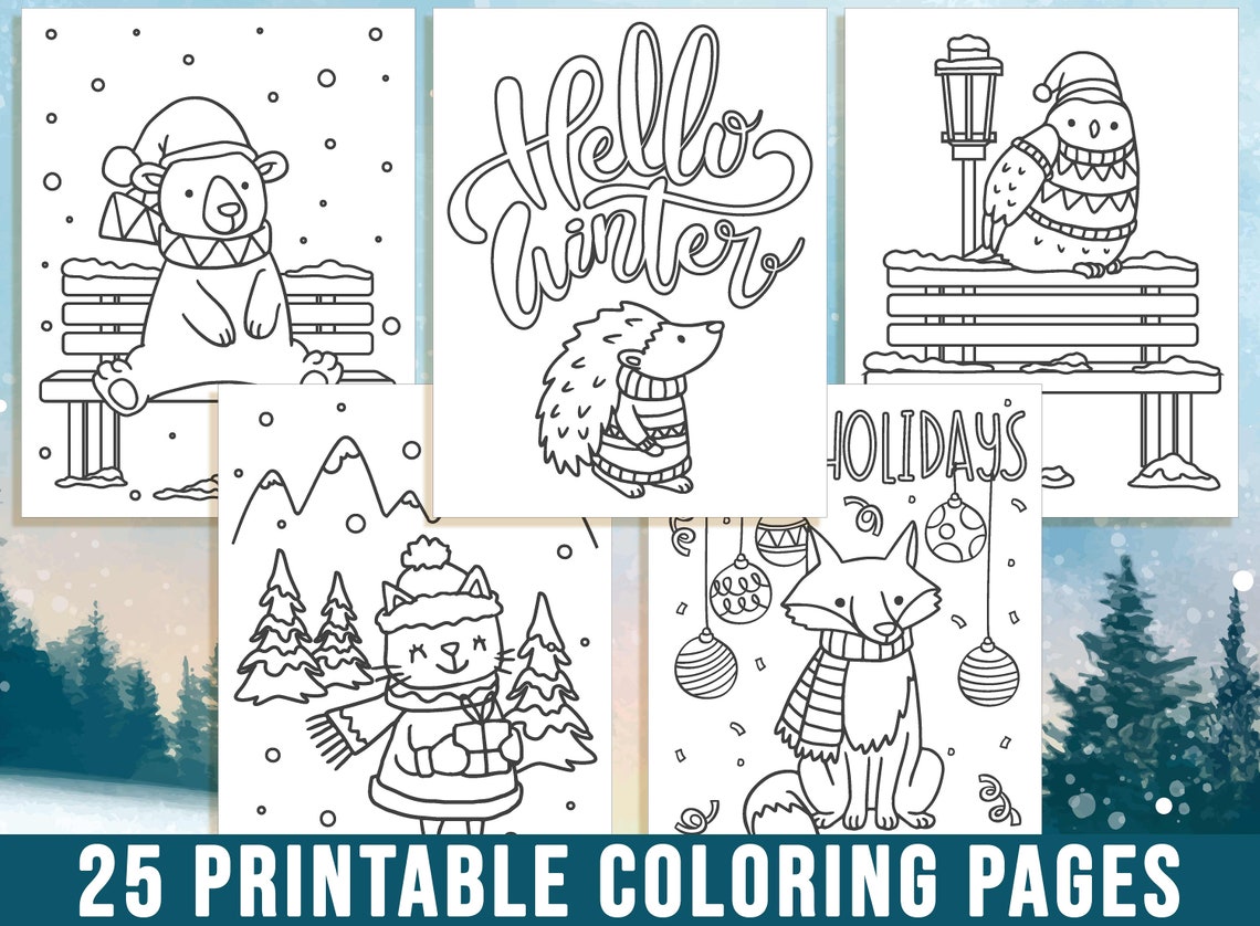 Winter Coloring Pages Hello Winter Coloring Book for Kids - Etsy