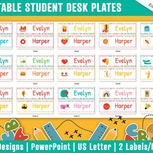 Student Desk Plates, 30 Printable/Editable Abstract Shape Classroom Name Tags/Name Plates for Student, a Helpful Addition to Your Classroom