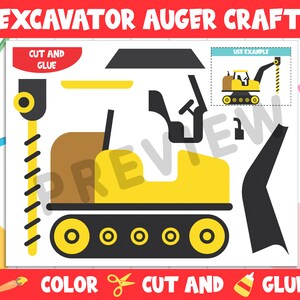 Excavator Auger Craft Activity - Color, Cut, and Glue for Prek to 2nd ...