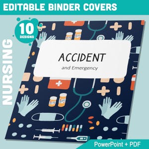 10 Editable Nursing Binder Covers, Includes 1&quot;, 1.5&quot;, 2&quot; Spines, Available in A4 & US Letter, Editing with PowerPoint or PDF Reader