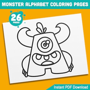 Halloween Monster Alphabet Coloring Pages for Kids – Fun & Educational Activity, Perfect for Preschool, Kindergarten, PDF Instant Download