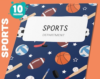 10 Editable Sports Pattern Binder Covers, Includes 1", 1.5", 2" Spines, Available in A4 & US Letter, Editing with PowerPoint or PDF Reader