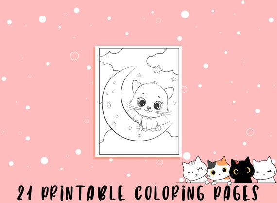 Kitten Coloring Pages 21 Printable Kitten Coloring Pages For Etsy