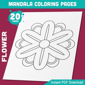 Simple Flower Mandala Coloring Pages for Kids: 20 High-Resolution Pages, Printable File, Instant Download – Perfect for Spring Parties