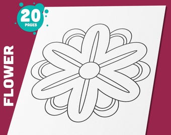Simple Flower Mandala Coloring Pages for Kids: 20 High-Resolution Pages, Printable File, Instant Download – Perfect for Spring Parties