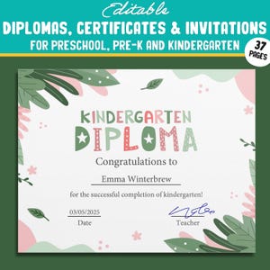 Blühende Achievements: 37 Seiten mit floralen Themen Diplomen, Zertifikaten und Einladungen für PreK und K, PDF Datei, Instant Download
