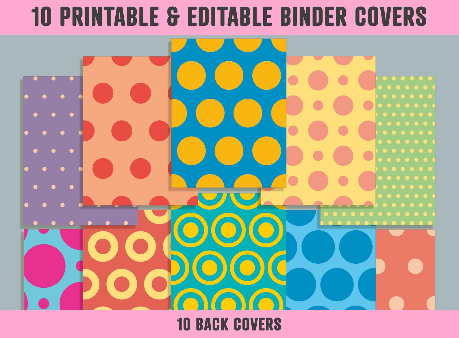 Pastel & Bright Colors Polka Dot Binder Cover 10 Etsy