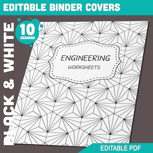 Binder Cover Black and White, 10 Covers+Spines, Binder Cover Printable, Editable, Teacher/School Binder Planner Cover Binder Insert Template