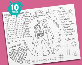 Kleurplaten bruiloft: leuk activiteitenboek voor kinderen, perfect voor bruiloften en tafelbedankjes, pdf-bestand, direct downloaden