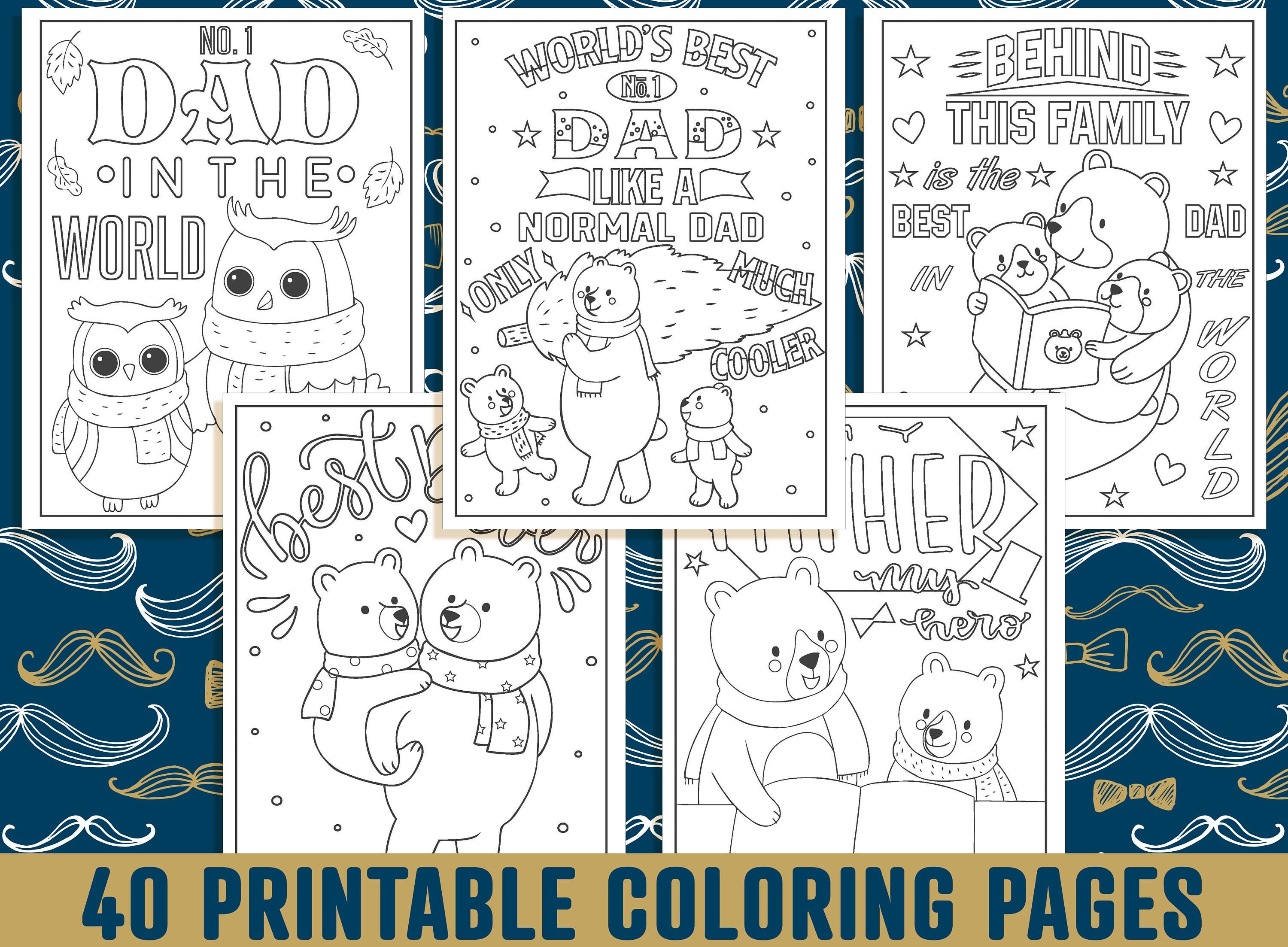 Father's Day Coloring Pages 40 Happy Fathers Day - Etsy UK