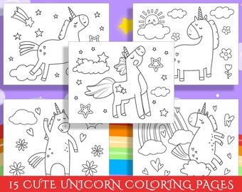 Cute Unicorn Coloring Pages for Preschool and Kindergarten: 15 Adorable Designs to Spark Imagination, PDF File, Instant Download