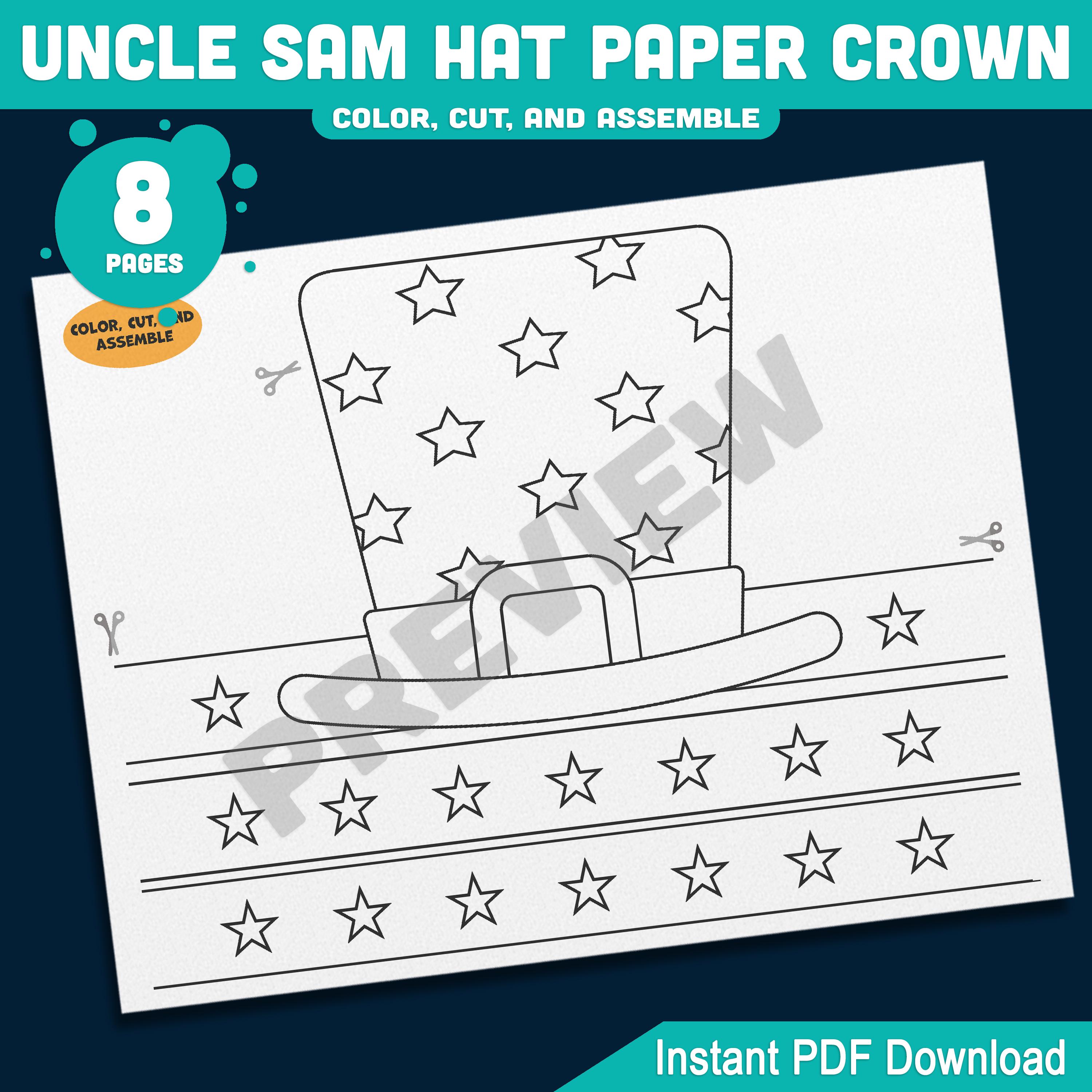 Uncle Sam Hat Paper Crown, Patriotic Headband for Kids, 4th of July ...