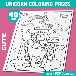 40 Unicorn Coloring Pages for Kids & Teens – Includes 4"x6" and 8.5"x11" Sizes, Perfect for Birthday Parties, High-Resolution PDF Book