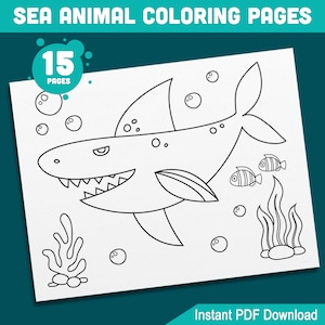 Vibrant Ocean World: 15 Stunning Sea Animal Coloring Pages, Fun Activity Book for Kids, Perfect for Ocean Lovers, PDF Instant Download