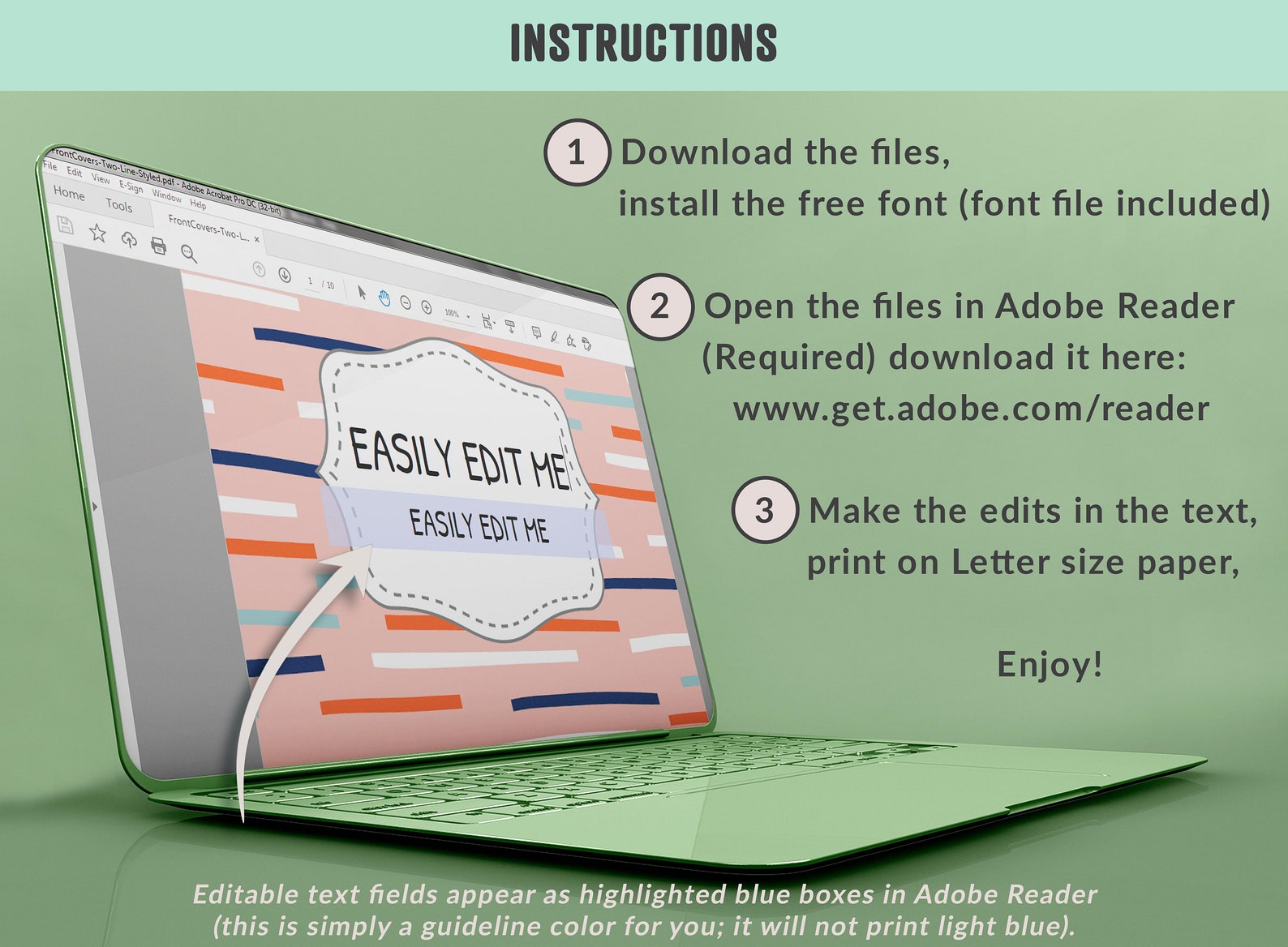 10 Printable & Editable Binder Covers Binder Insert Planner Etsy