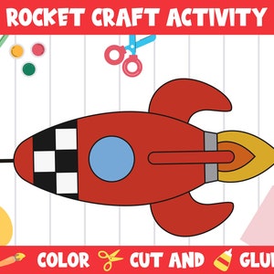 Rocket Craft Activity - Color, Cut, and Glue for PreK to 2nd Grade, PDF File, Instant Download