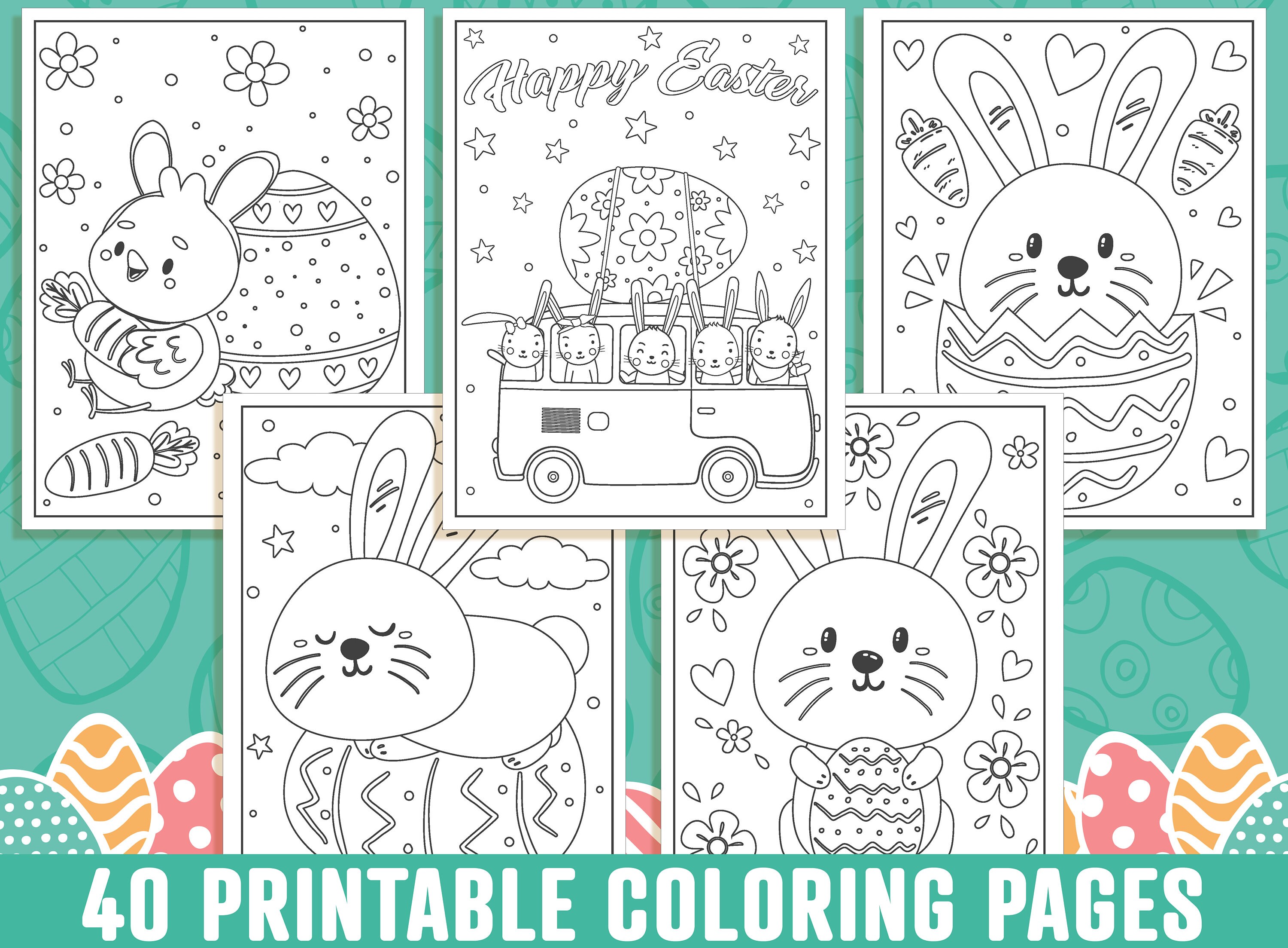 Easter Coloring Pages 40 Printable Easter Coloring Pages for - Etsy