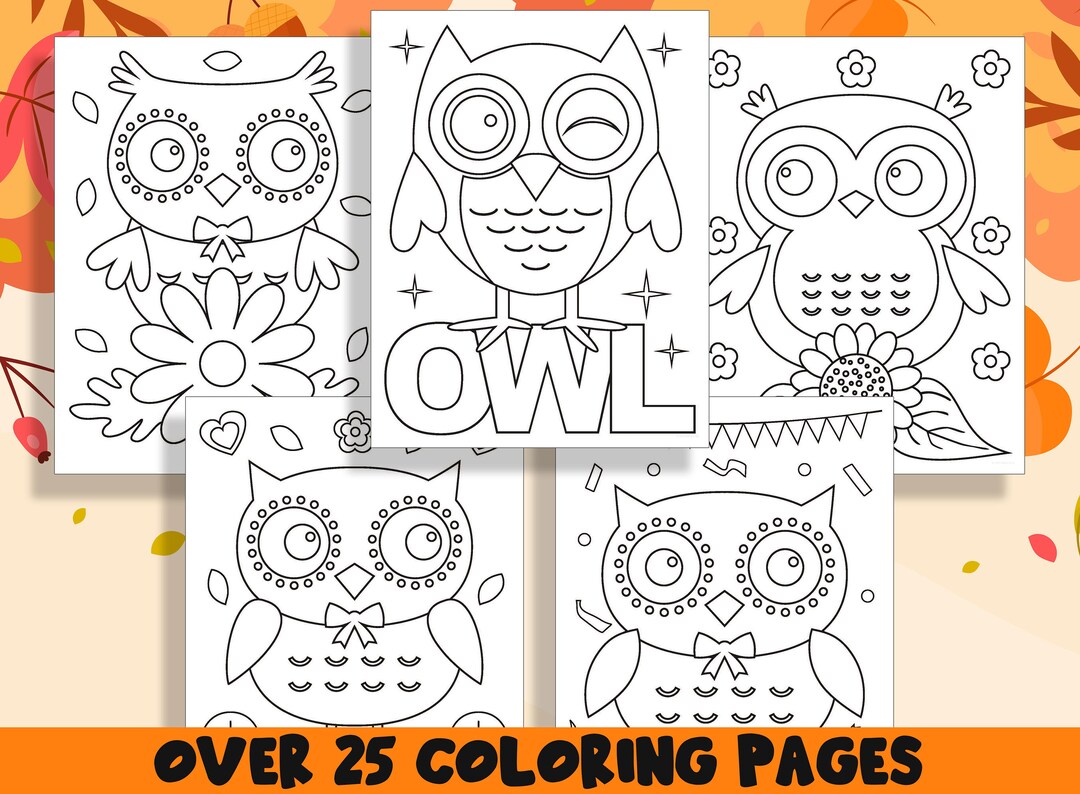 Owl Coloring Book, 25 Printable Owl Coloring Pages for Preschool, Kindergarten, Elementary ...