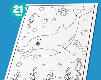 Under The Sea Coloring Pages: 21 Fun Sea Life Designs for Kids – Perfect for Birthday Party Activities, Instant PDF Download