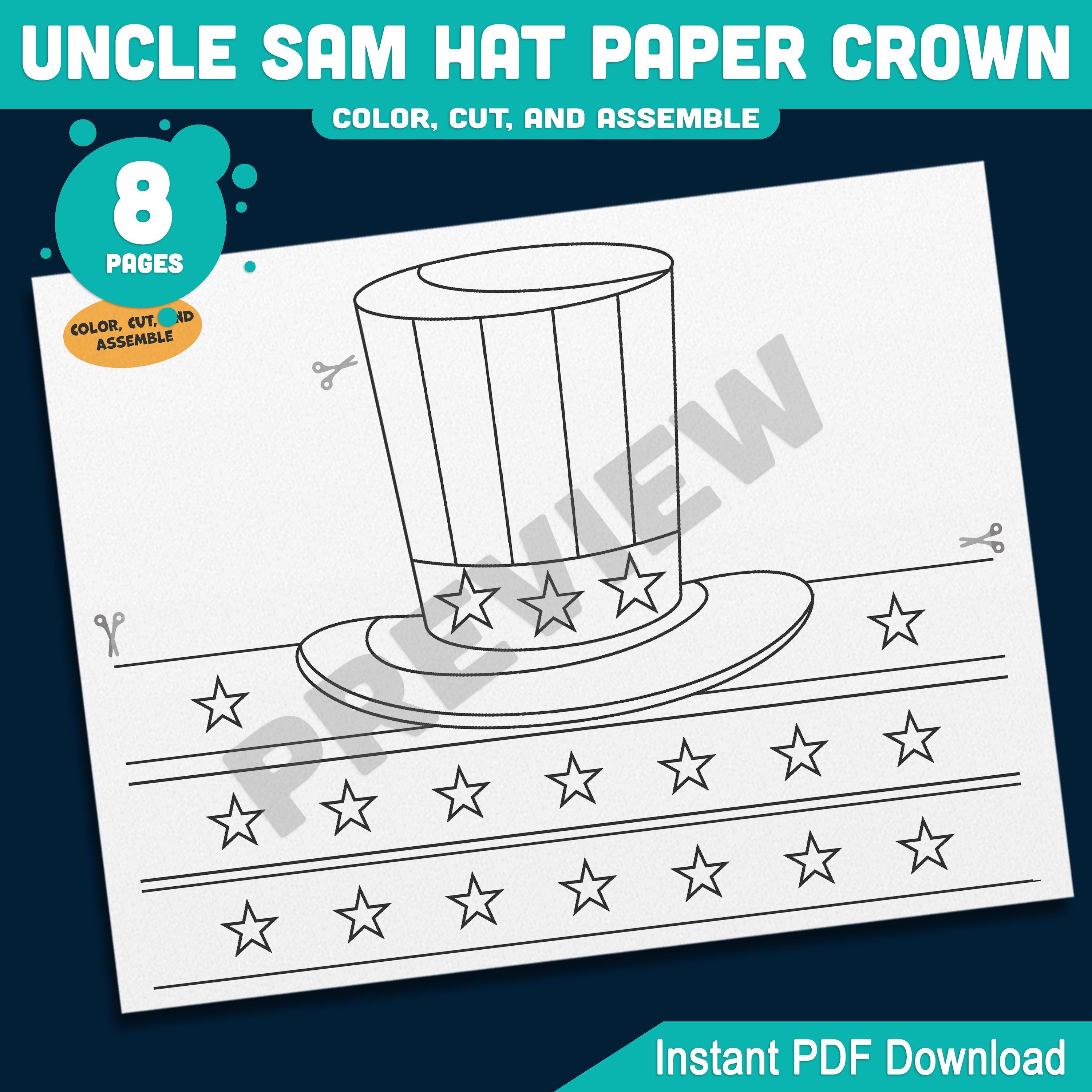 Uncle Sam Hat Paper Crown, Patriotic Headband for Kids, 4th of July ...