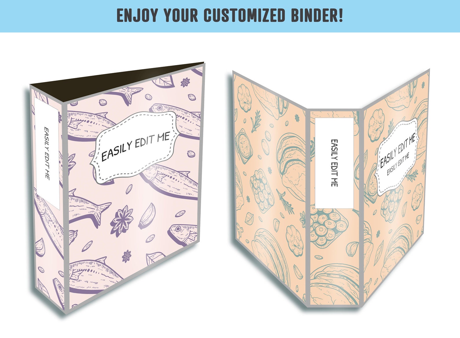 Healthy Food Binder Cover 10 Printable & Editable Binder Etsy