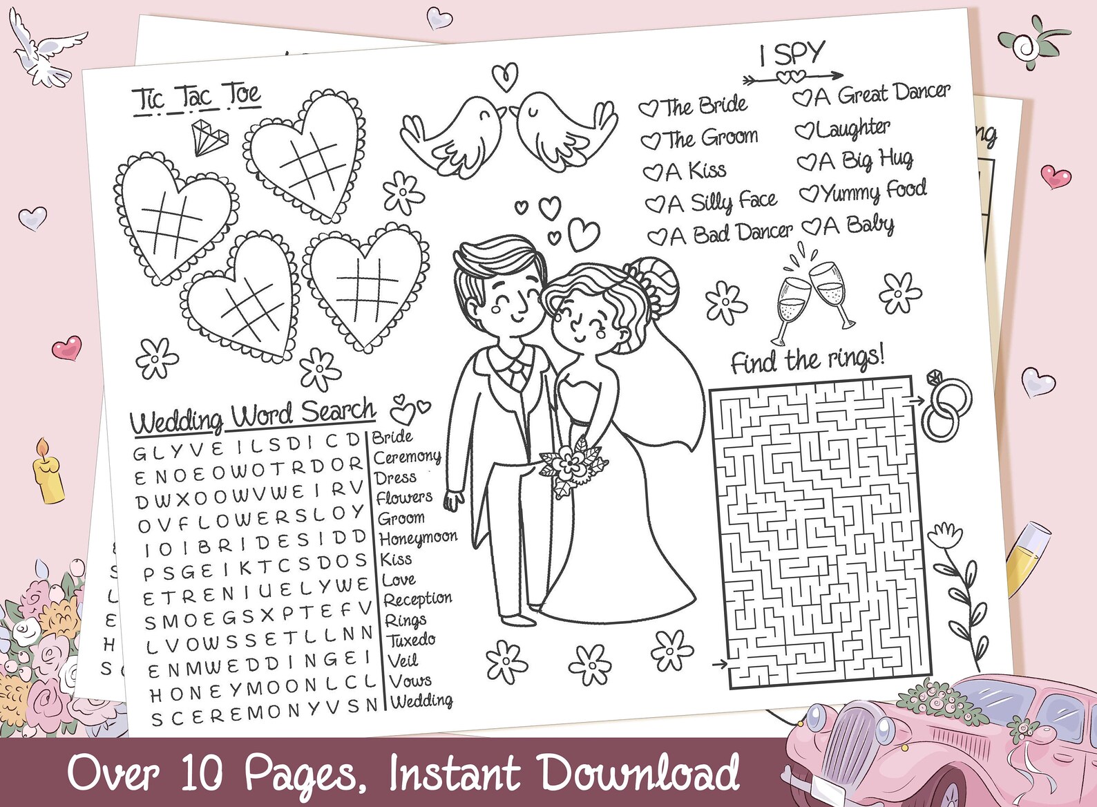 Wedding Placemats for Kids Wedding Coloring Placemat Wedding Etsy