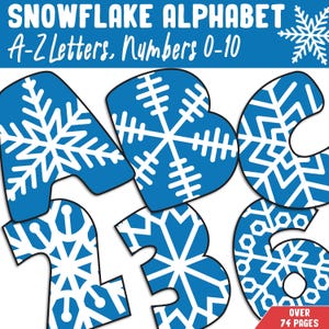 Snowflake Alphabet, Winter Bulletin Board Letters A-Z, Numbers 0-10, 1 & 2/Page, Colorful Classroom Decor Perfect for Winter-Themed Learning