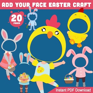 Add Your Face Easter Craft: Fun Bunny & Chick Photo Cutout Activity for Kids, 20 Body Templates for Bulletin Boards DIY Spring Classroom Art
